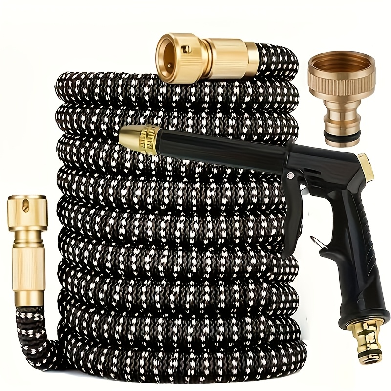 1 set expandable 3  pressure garden hose with automatic retractable nozzle rubber material   gun for lawn and gardening care 0