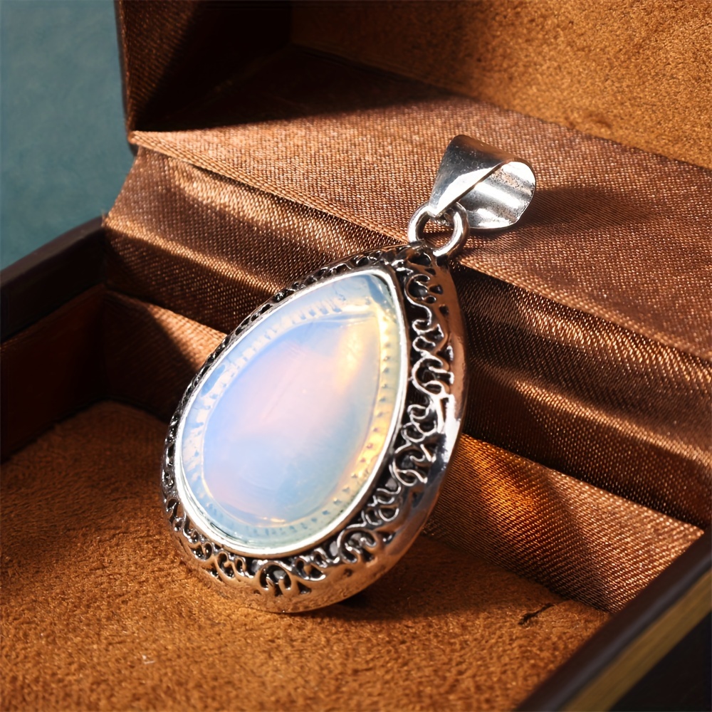 Teardrop Natural Stone Pendant Necklace, Rose Quartz & Tiger's Eye