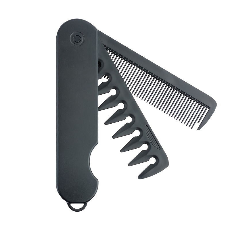 Men's Oil Slick Wide-tooth Texture Styling Folding Comb, Dual-use Wide And Fine Teeth For Smoothing Hair And Bangs, Portable Travel Folding Comb, Multi-functional Hair Styling Comb, Pocket Comb