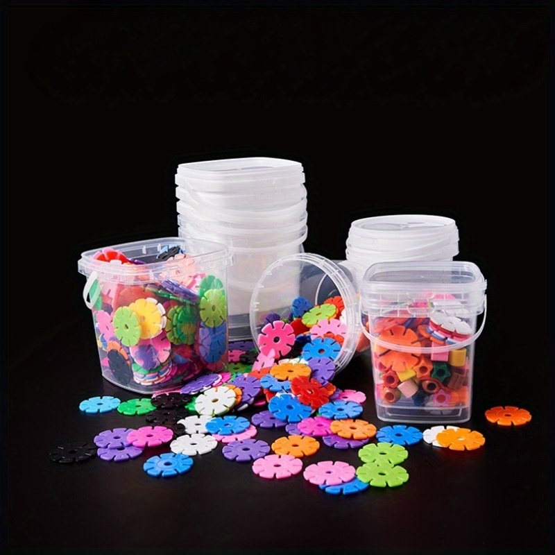 6pcs Mini Square Plastic Buckets with Lids and Handles