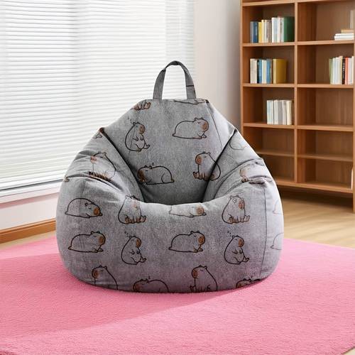 capybara bean bag chair cover universal insert bag sold separately for kids adults 2 in 1 stuffed animal storage bag soft velvet beanbag lounger with handle for bedroom playroom decor cute animal organizer