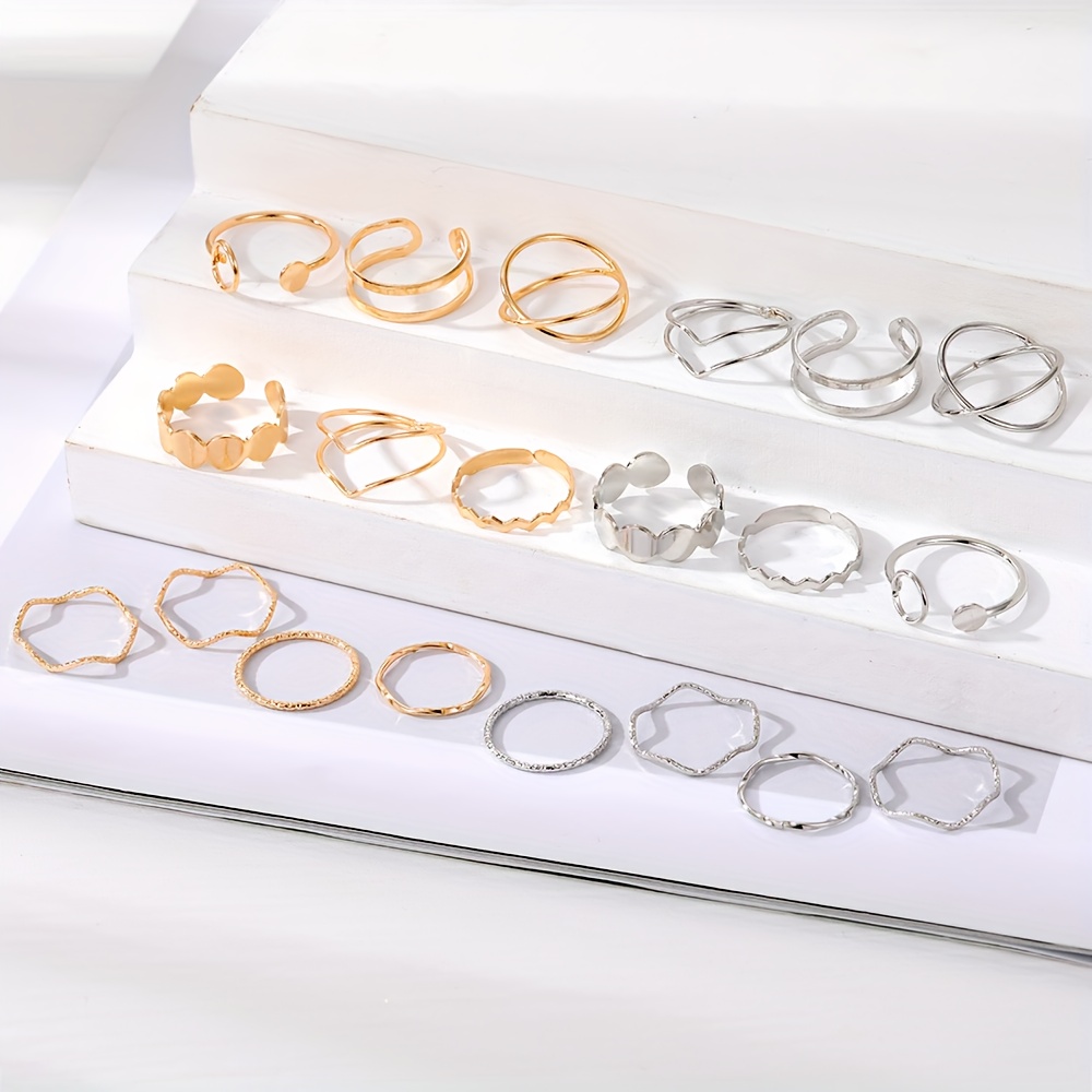 10pc Ripple Cross Stackable Ring Set — Versatile Daily Wear