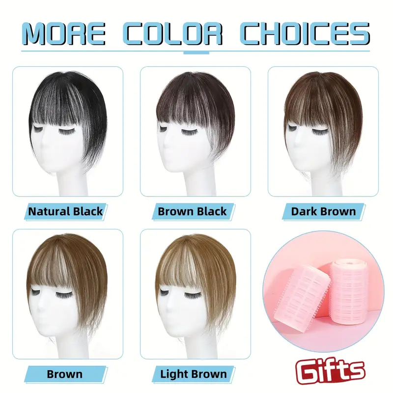 360 3d bangs hair clip 100 real human hair topper with straight bangs side bangs natural look for women on for daily wear versatile hairpiece sleek hairpiece secure hairpiece details 5