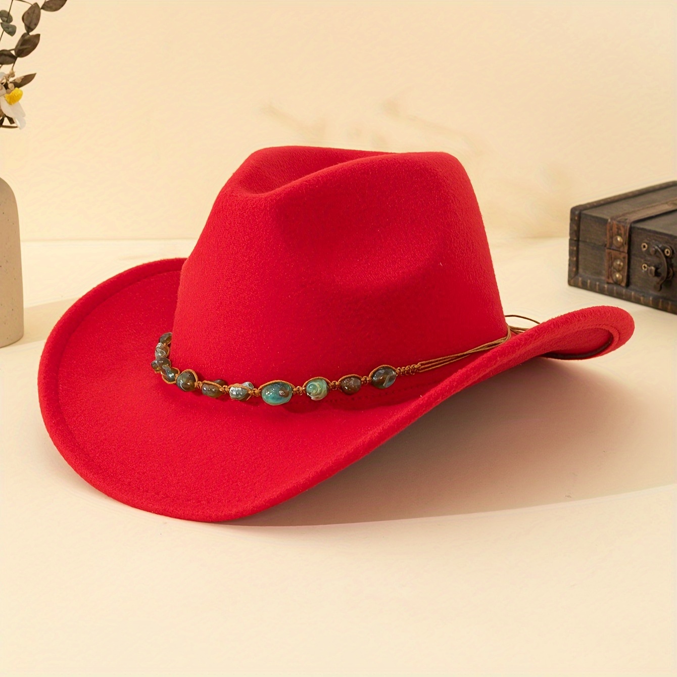 Red Western Cowboy Hat with Turquoise Accent s-l400.jpg main image 3