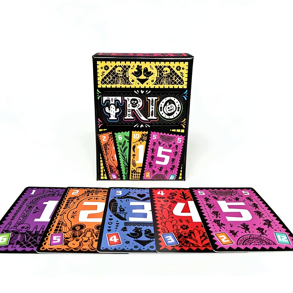 TEMU Jeu de cartes Trio, jeu de société pour fête de famille, de soirée, 3 à 6 joueurs, jeux de cartes, fête décontractée, cartes , activités de jeux