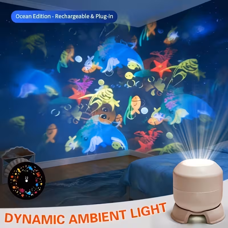 projecteur led océan étoilé, veilleuse à projection rotative à 360°, lampe dambiance à branchement usb, éclairage décoratif pour chambre, salle de jeux, salon Détails du produit 5