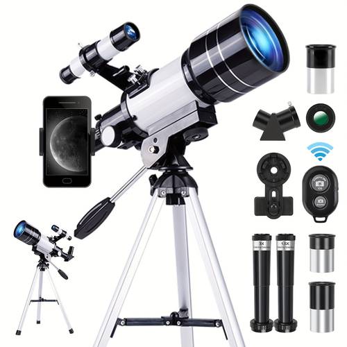 150 power telescope 70mm aperture telescope astronomy for adults portable monocular telescope with 3 eyepiece wireless remote control smartphone adapter camping nature viewing education and exploration best telescope for beginners ideal gift for men husband