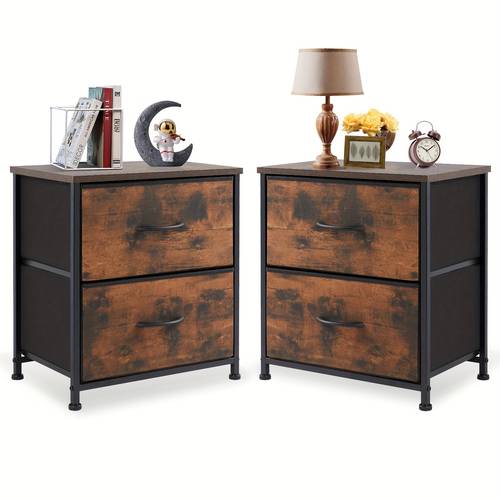 2 storage drawers in 20 height small bed side furniture end desk 1pc or set of 2pcs nightstand with 2 wooden cabinet mini dresser for storage and organization bedroom room decor car accessories storage drawer units
