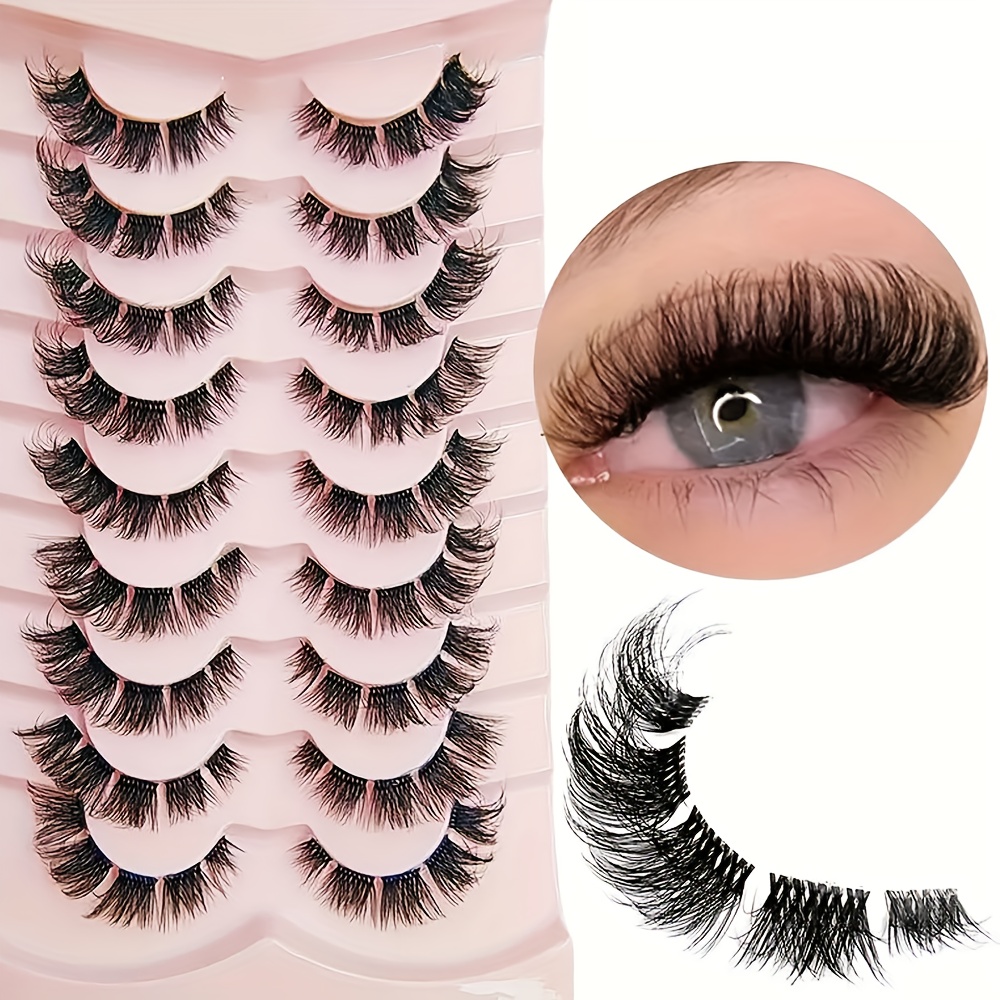 9 Pairs Fluffy False Eyelashes -16mm Mink Lashes With Clear Band, Cat , & Comfortable Wear, Beauty Accessory, Effect