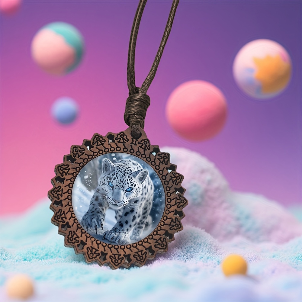 vintage inspired snow leopard pendant necklace elegant Temu Ghana