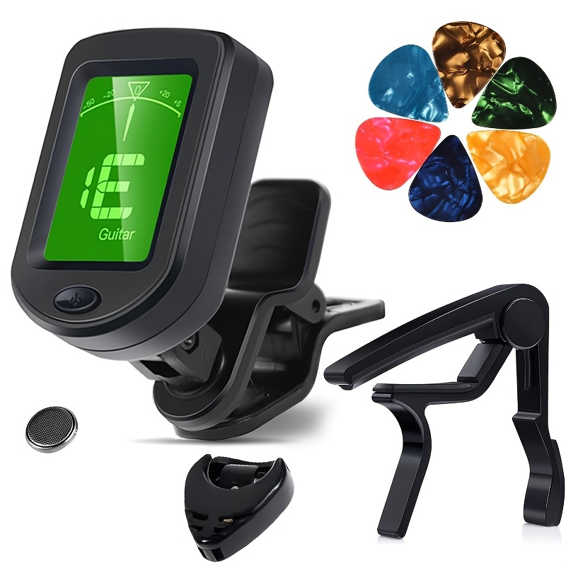 TEMU Guitar Capo Tuner Clip On Guitar, Violin, Bass, Ukulele With Pick
