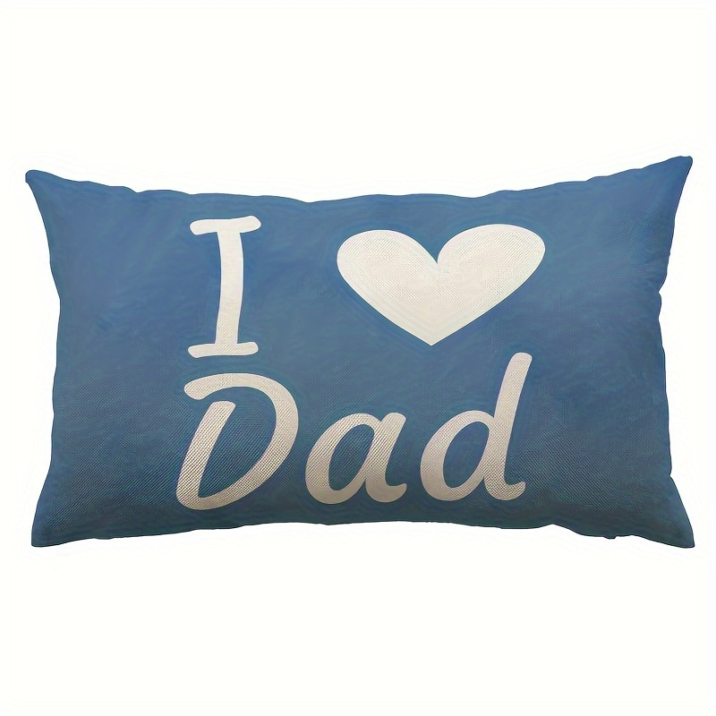 TEMU 1pc Short Plush Pillow Cases, Blue Decorations Cushion Covers Gift For Papa Birthday Fathers Day, No Pillow , 12 X 20 Inch