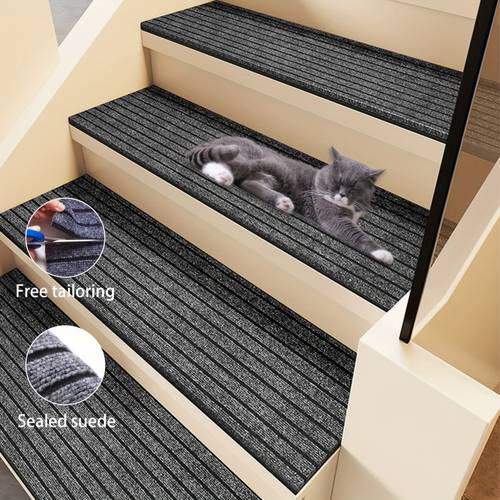 15 pack non slip stair treads carpet reusable stair runner rugs polyester tpr backing dust and wear resistant for wooden steps safe for kids elders and pets