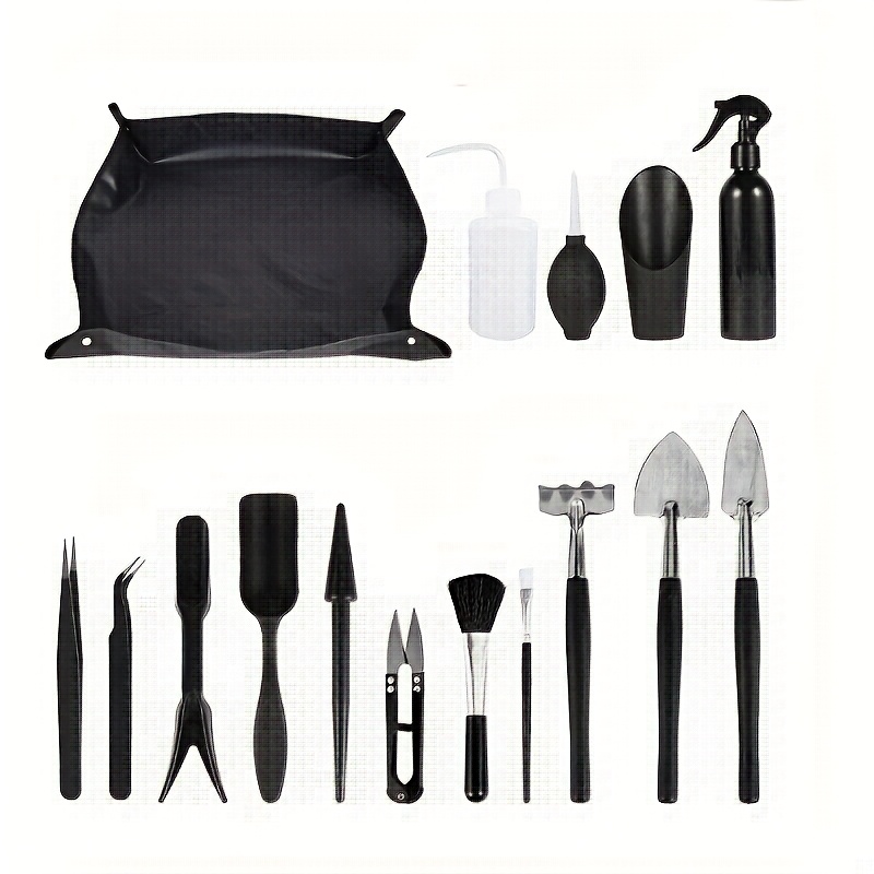 TEMU 16pcs Succulent Plant Gardening Tool Set | Plastic And Metal, Includes Tote Bag And Water Bottle, Ideal For Indoor Plant Care With And Planting