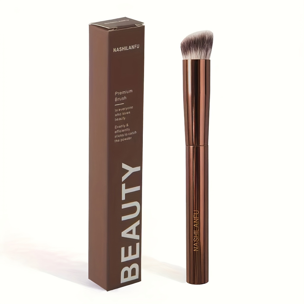 Image of 1pc Contour And Concealer Brush Featuring High-quality Nylon Bristles, A Sturdy Handle, And A Travel-, Perfect For Celebrations And Holiday Presents