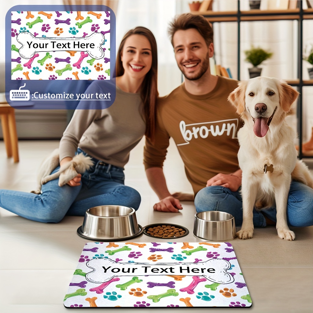 

Custom Pet Feeding Mat With Name - Absorbent, Non-slip Food Placemat For Bowls, Quick Dry, Stain-resistant, Leak-proof Indoor Pet Dining Accessory Feeding Mat For Pets