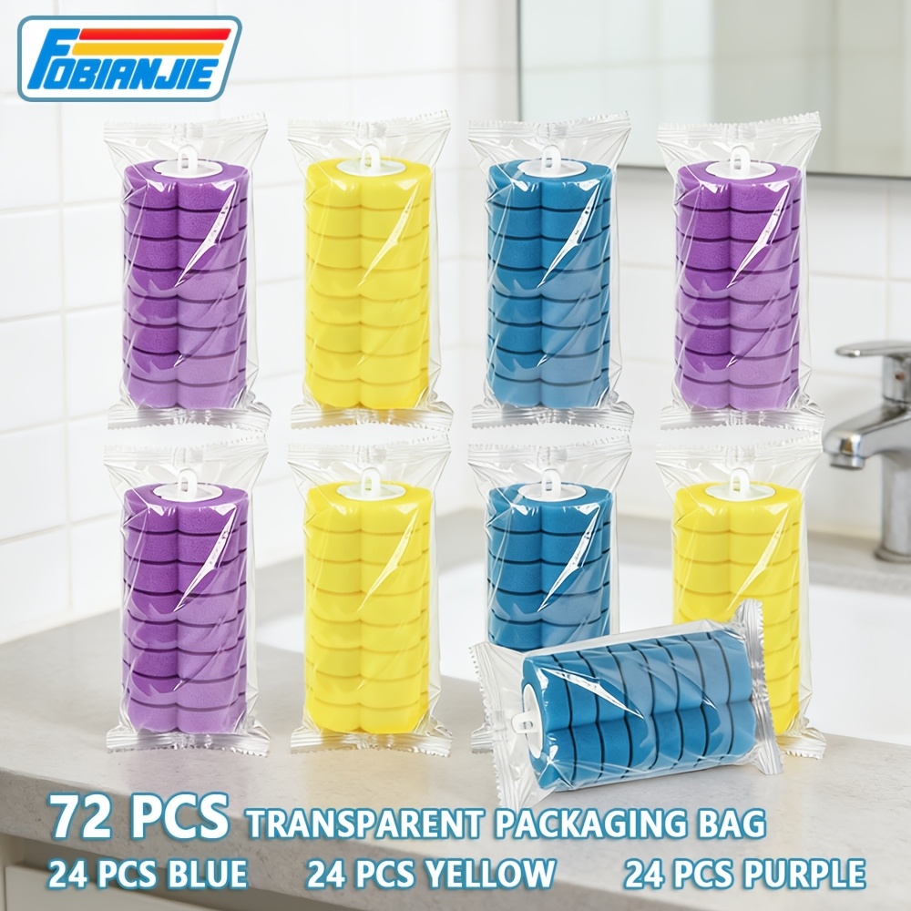 TEMU 56/72pcs Toilet Wand Refills, 3-color Transparent Packaging Bag Toilet Bowl Brush Refills Disposable Toilet Replacement Heads Pads For Bathtub