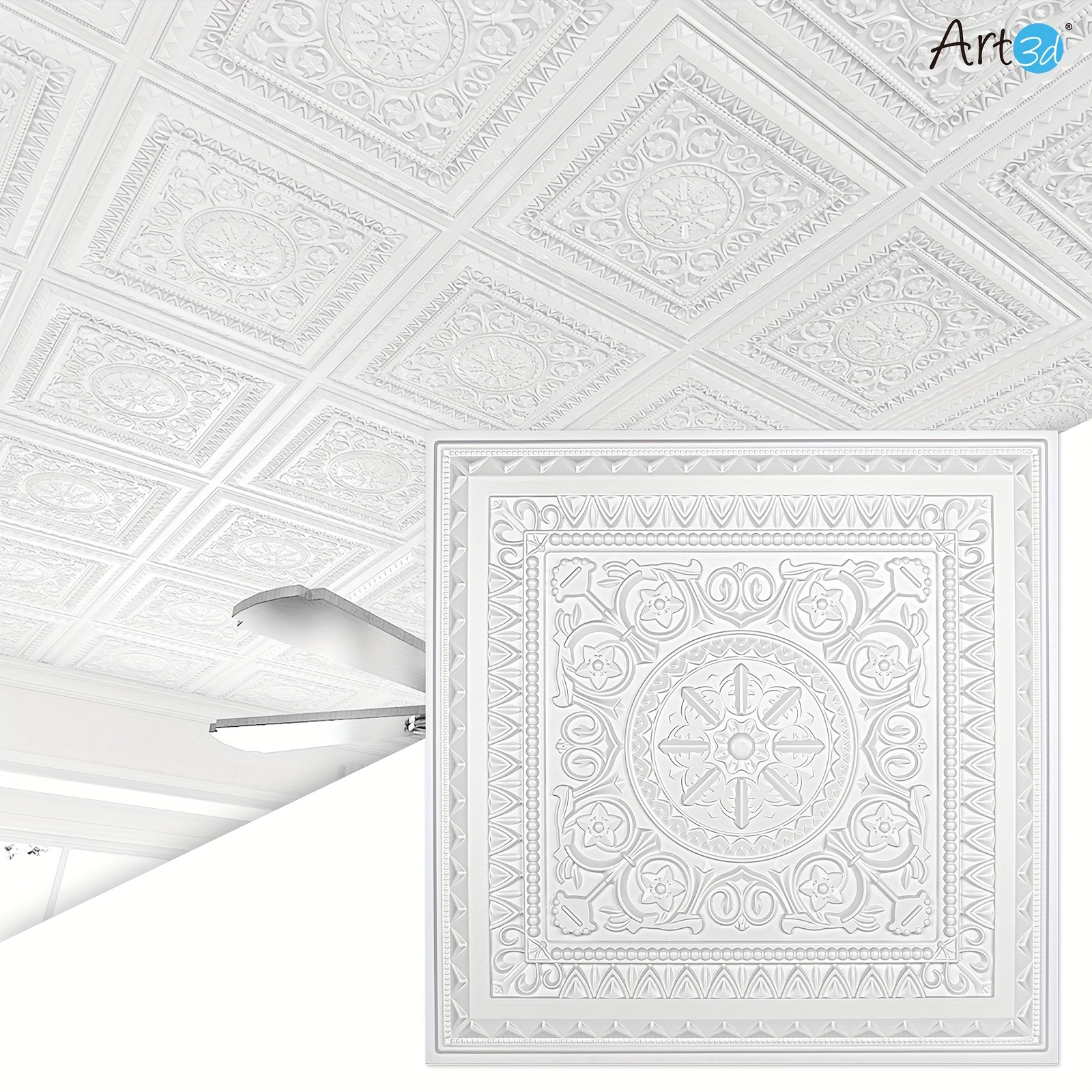 

Art3d 12- Ceiling , 24"x24" Plastic Sheet, 48 Sq Ft/