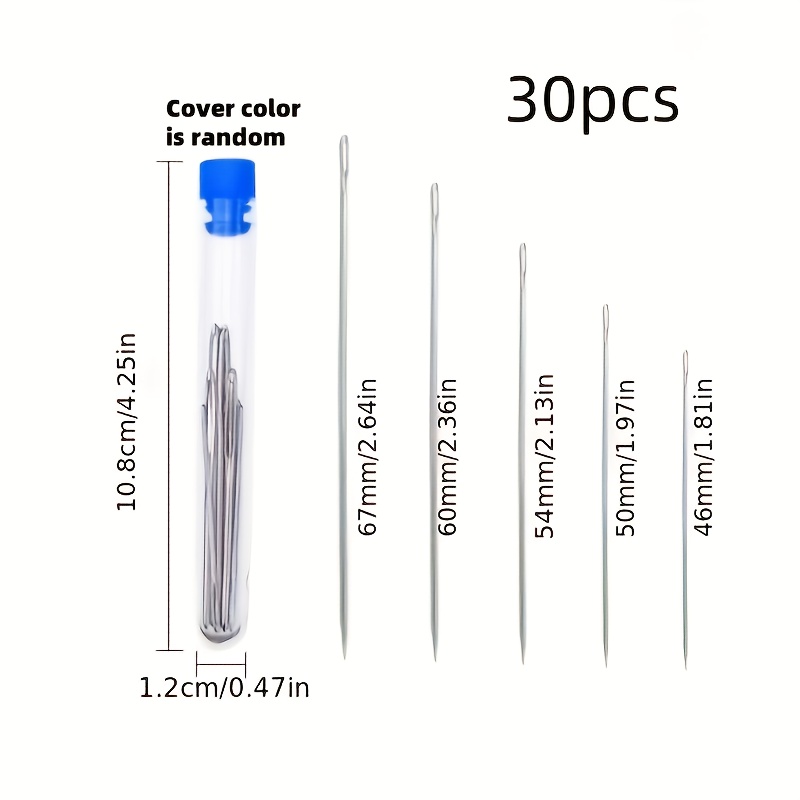 30pcs Random Stainless Steel Large Eye Sewing Needles, Suitable For Elderly Quilting, Home Hand Sewing Pins, Stainless Steel Embroidery Thread Needles, Sizes
