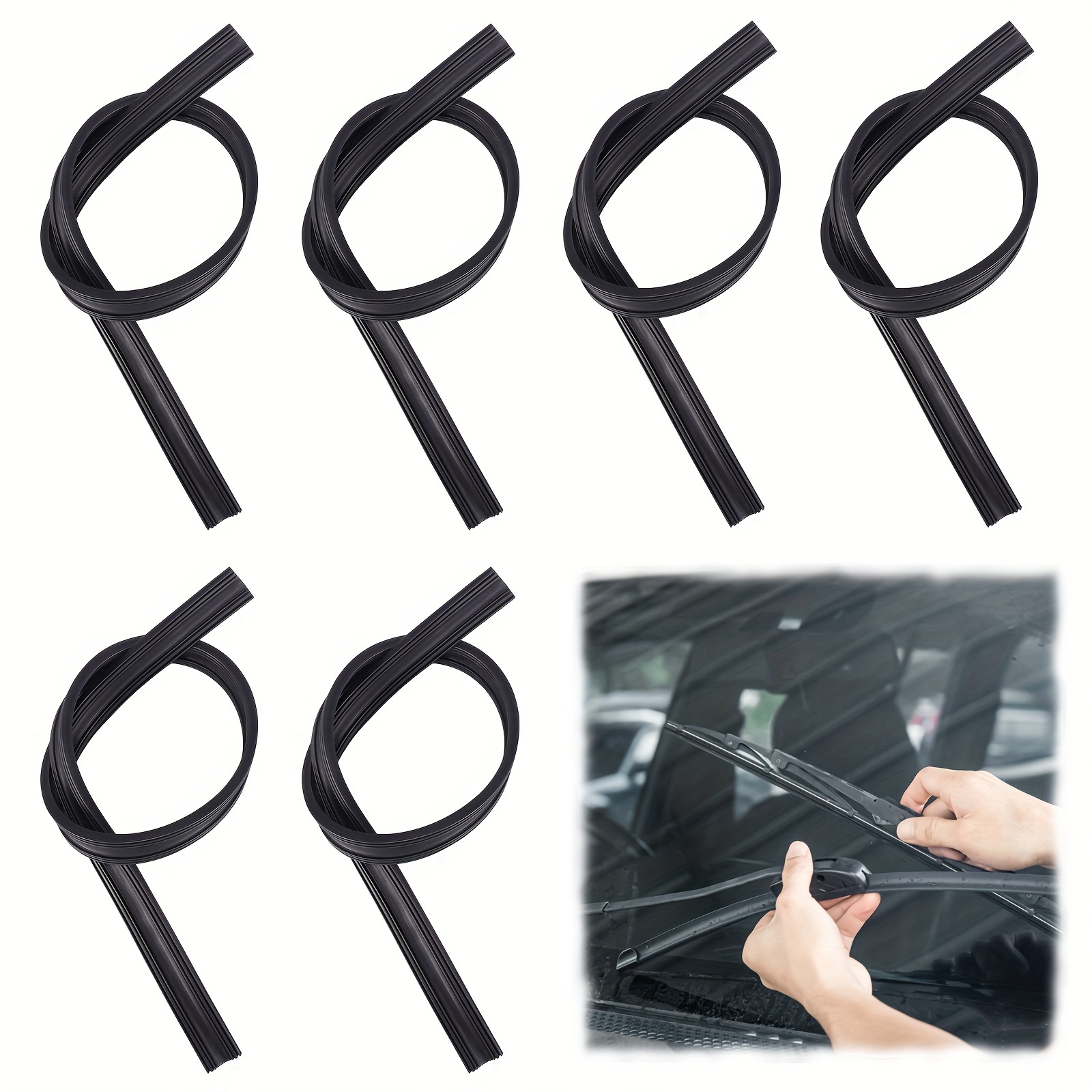TEMU 6pcs 28 Inch Silicone Wiper Blade Replacement, Car Frameless Wiper Blade Refill, Lowprofile Blades, Sleek Wiper Blades, Durable Material,