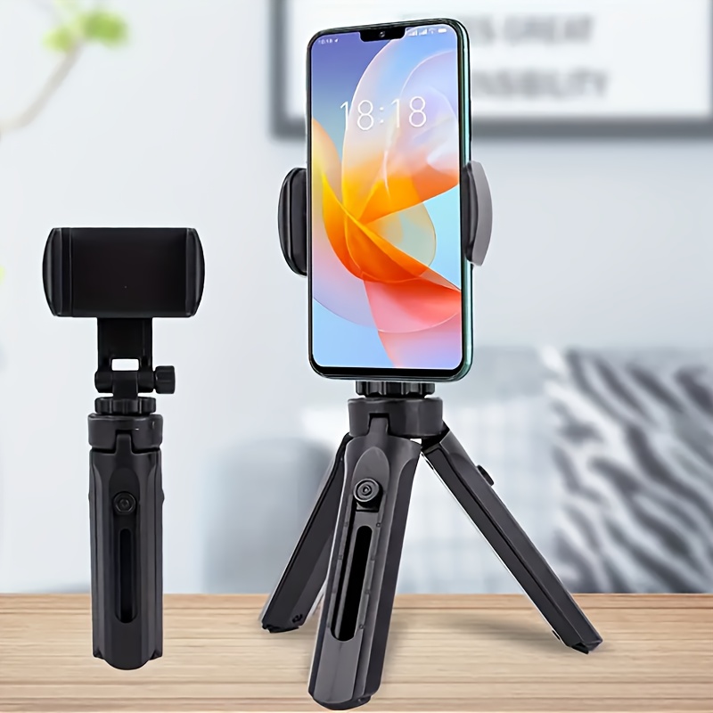 

1pc Rotatable Tripod Phone Holder, Extendable Live Streaming Stand, Handheld Desktop Smartphone Clamp, Abs Material