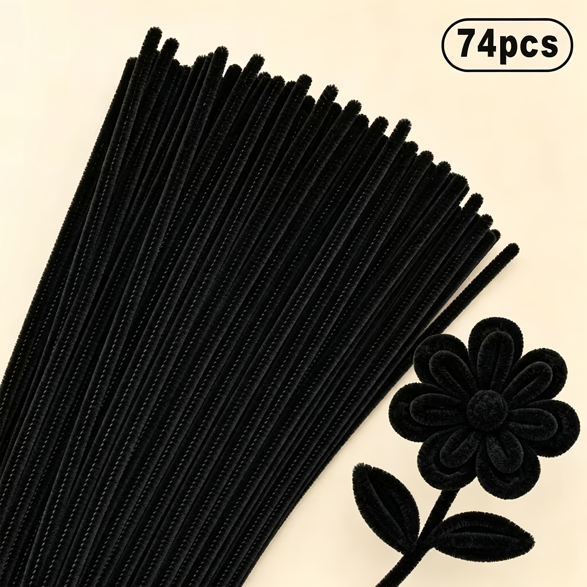 TEMU 74pcs Ultra-dense Plush Hair , 12-inch Thickened Foldable Chenille Plush Sticks, Coarse Hair Root Craft Materials, Suitable For Christmas Trees,