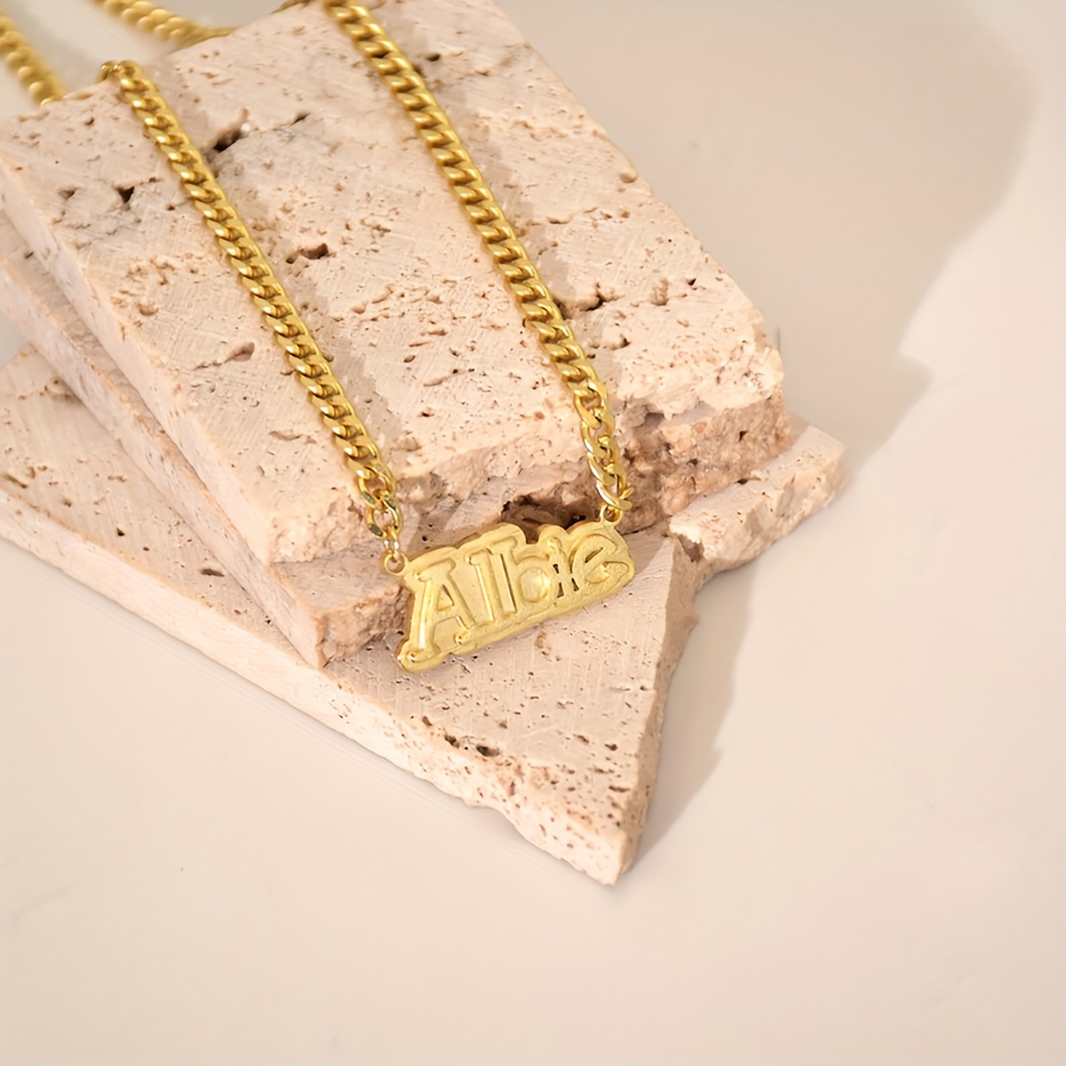 Personalized Handwritten Name Necklace with 18K Golden Plated Cuban Chain