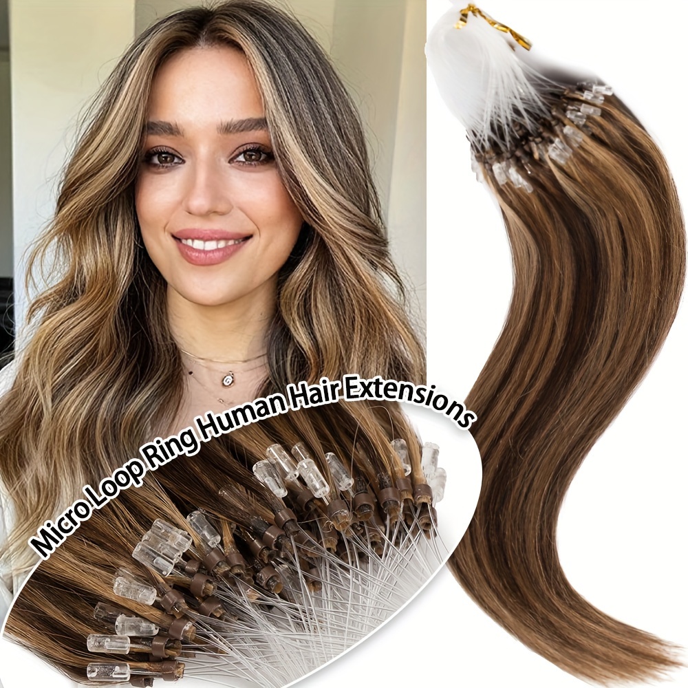 50 strands invisible micro loop hair extensions 100 human hair 50g pack straight hair   beads for fuller   hair   women of all   hair volume enhancement versatile hair styling   design details 0