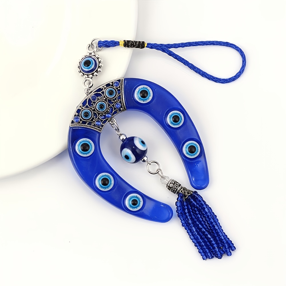 TEMU 1 pièce Porte-clés pendentif de fer à cheval, Décoration murale à pompon, Porte-clés élégant pour femme pour clés de voiture
