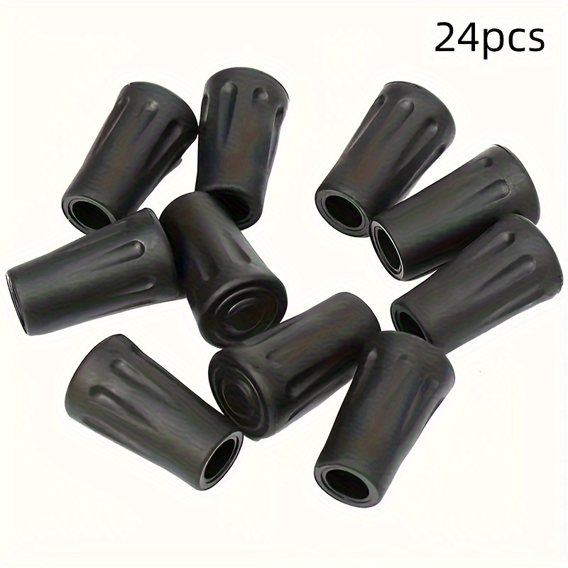Image of 24pcs Of Wear-resistant And Thickened Rubber Hiking Poles - Anti-slip Protective End Caps For Climbing And Canes, Durable Adhesive Foot Covers