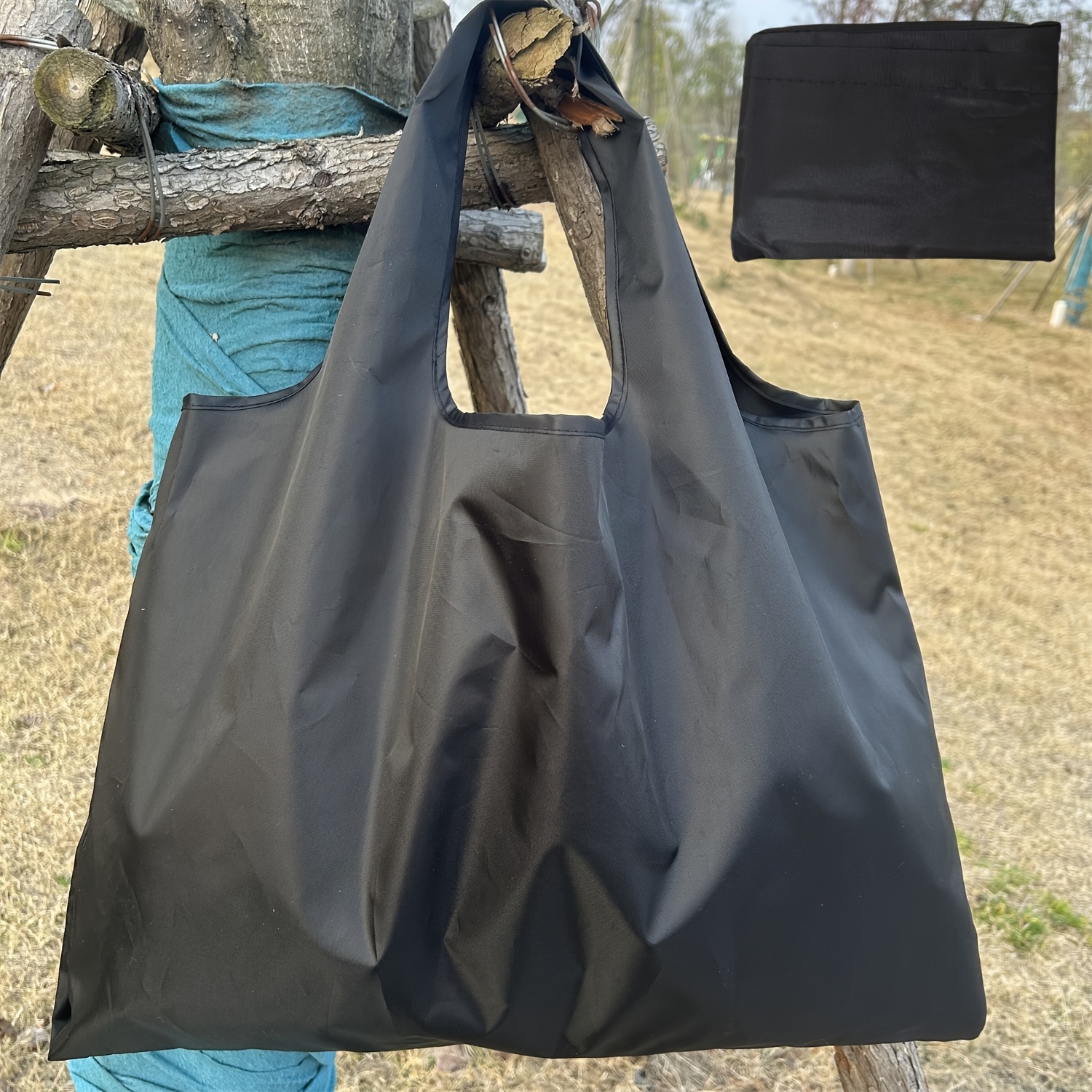 E-shop Geräumige und robuste Oxford-Gewebe-Tragetasche mit Innentasche - Leicht, faltbar, modisches schwarzes rechteckiges Design, ideal für Shopping,