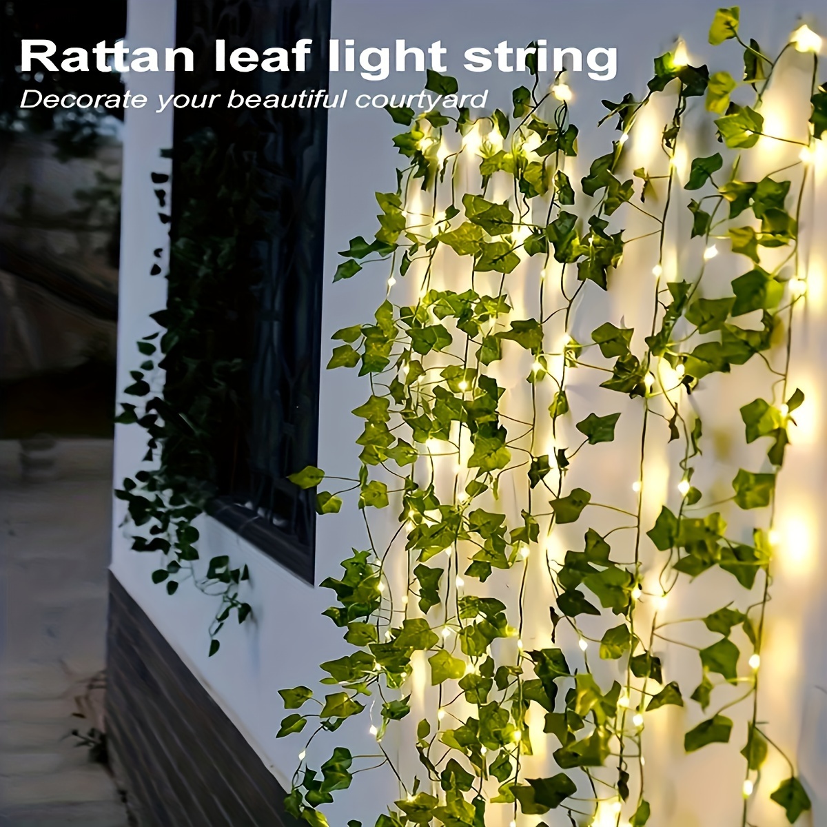 1pc 100led solar ivy vine with fairy lights artificial ivy leaf plants lights 33ft solar ivy fairy tale lights artificial vine string lights suitable for party wedding holiday   christmas halloween thanksgiving decor including battery