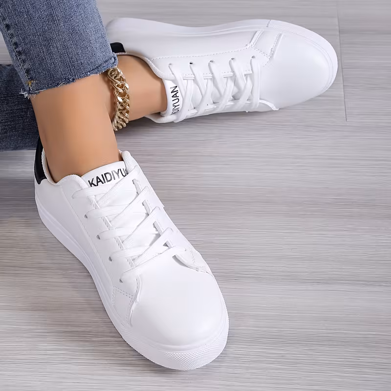 xahn low-top sneakers - round toe lace-up minimalist white, soft cushioned sole & / upper, - versatile for casual, office, casual attire | suitable for - & maintenance, women shoes details 2
