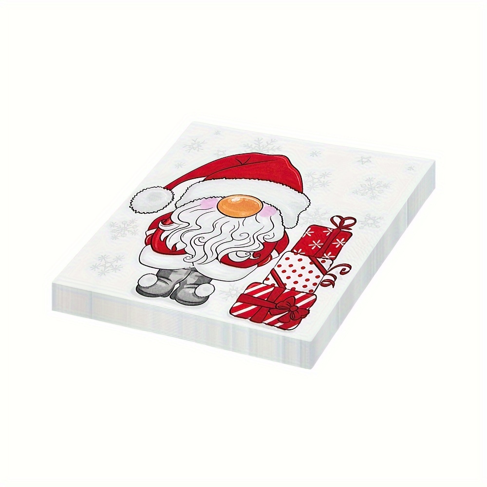 20pcs Three-layer Disposable Paper Towels, Santa Claus Pattern, Christmas Decorative Paper Towels, Soft And Comfortable, Suitable For Christmas, Parties, Restaurants, 9.84*9.84inch