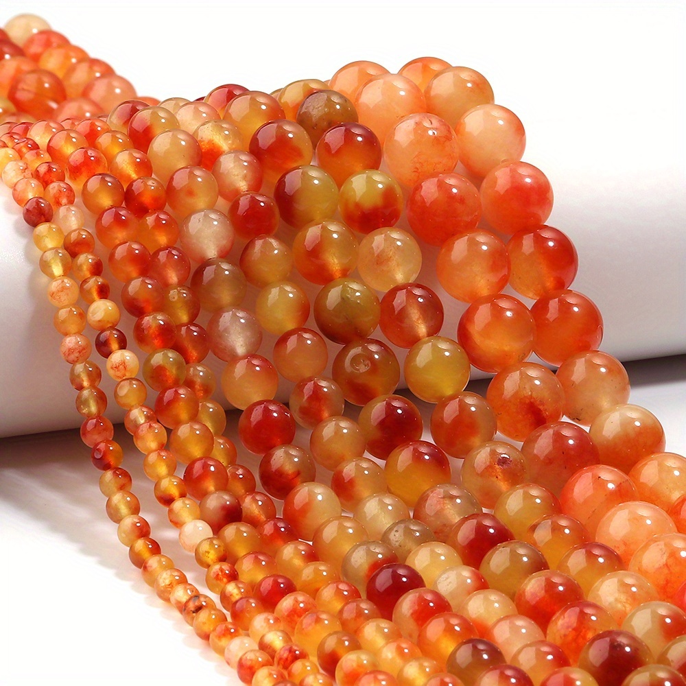 Natural Orange-Yellow Dyed Round Stone Bead Bracelet for DIY
