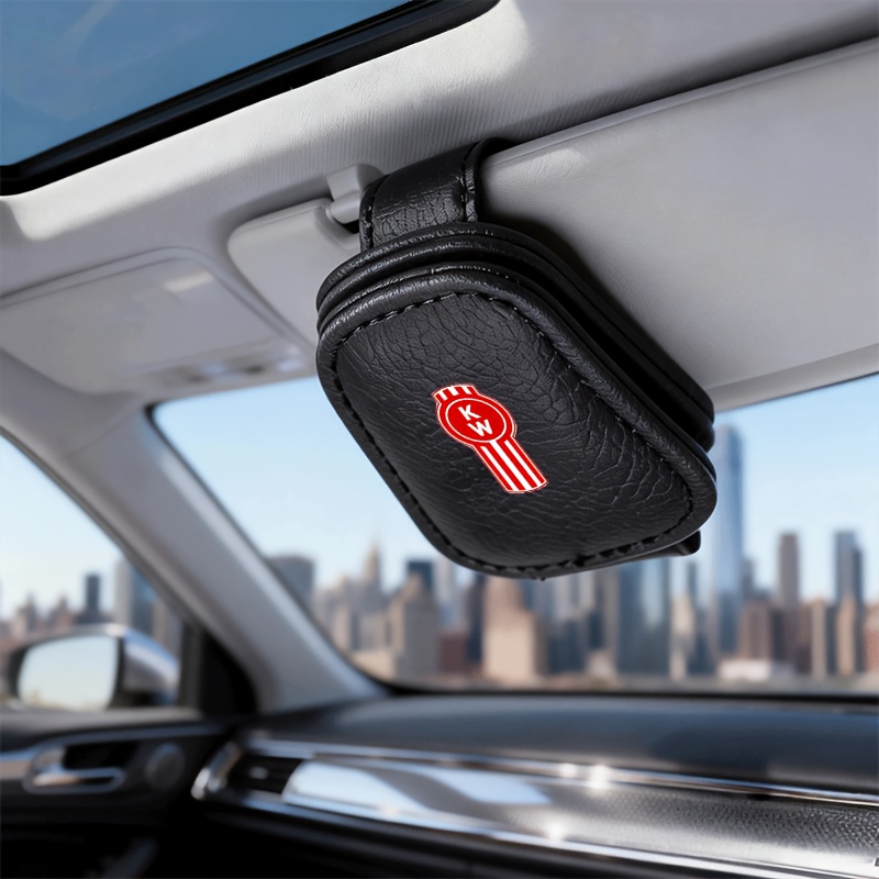 TEMU 1 pince pour lunettes de voiture KWU | Organisateur multifonctionnel d'été pour pare-soleil avec cuir synthétique durable, de clip robuste,