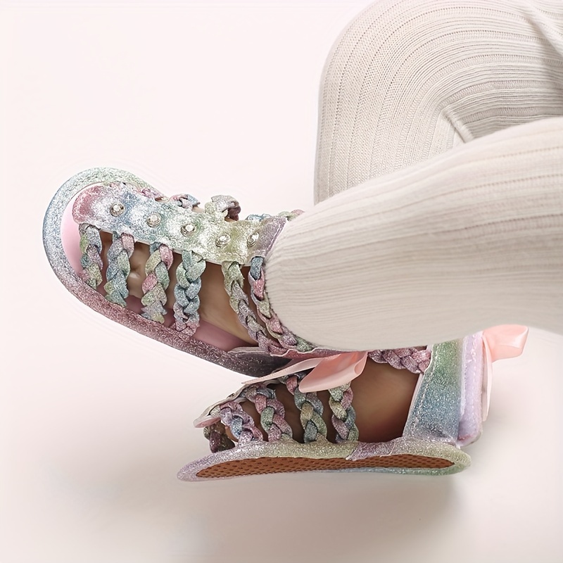 Trendy Cute Bowknot Decor Hollow Sandals For Baby Girls, Breathable Lightweight Walking Shoes For Summer