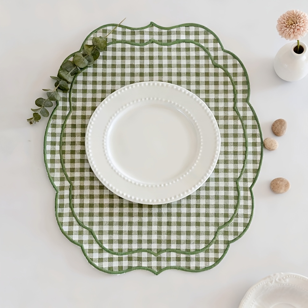 TEMU Set de pièce, art pastoral, à carreaux classiques multicolores, découpé de irrégulière, convient pour la décoration intérieure et de fêtes