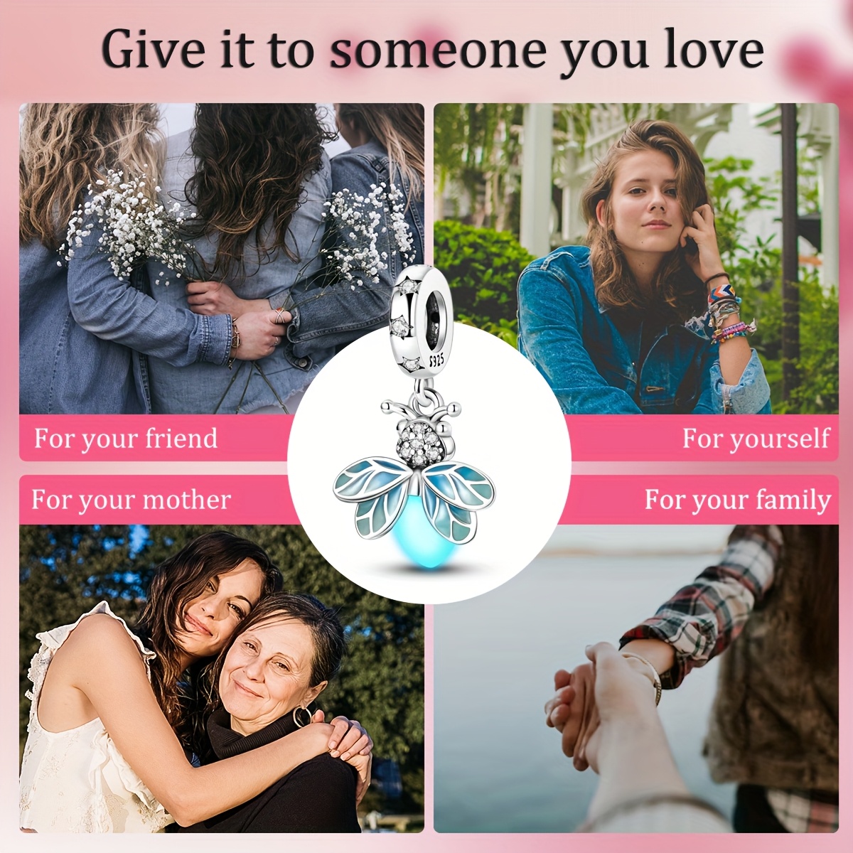 Women's Luminous Firefly Pendant Necklace in S925 Silver