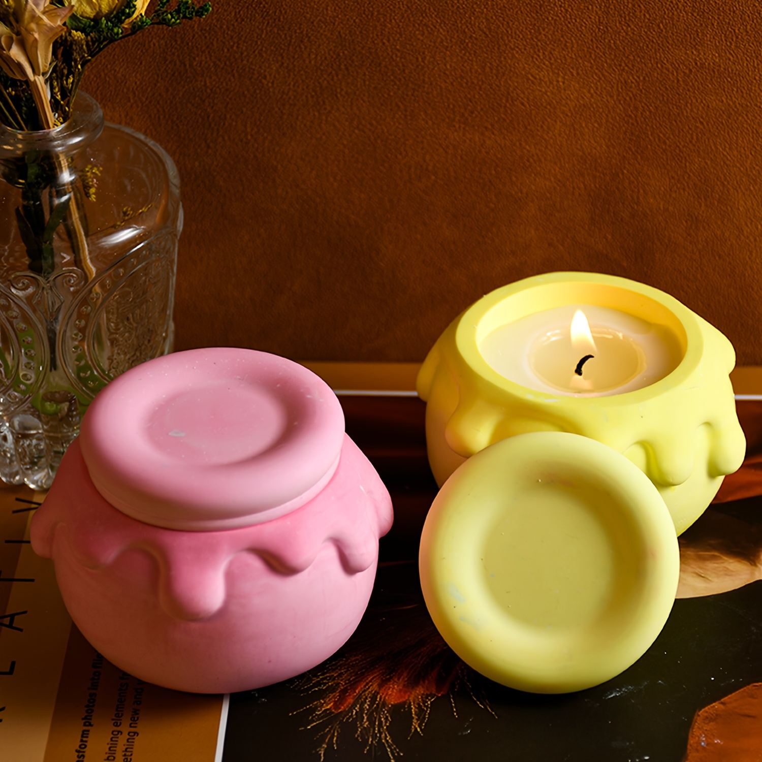 

Honey Candle Cup Silicone Mold Storage Jar Drip Silicone Plaster Aromatherapy Storage Diy Mold