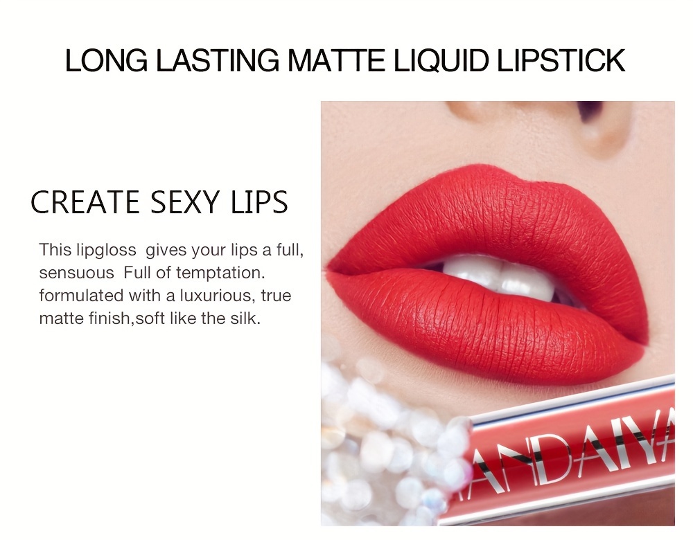 6 pcs matte liquid lipstick set long lasting non stick waterproof suitable for all skin types   red hues details 2