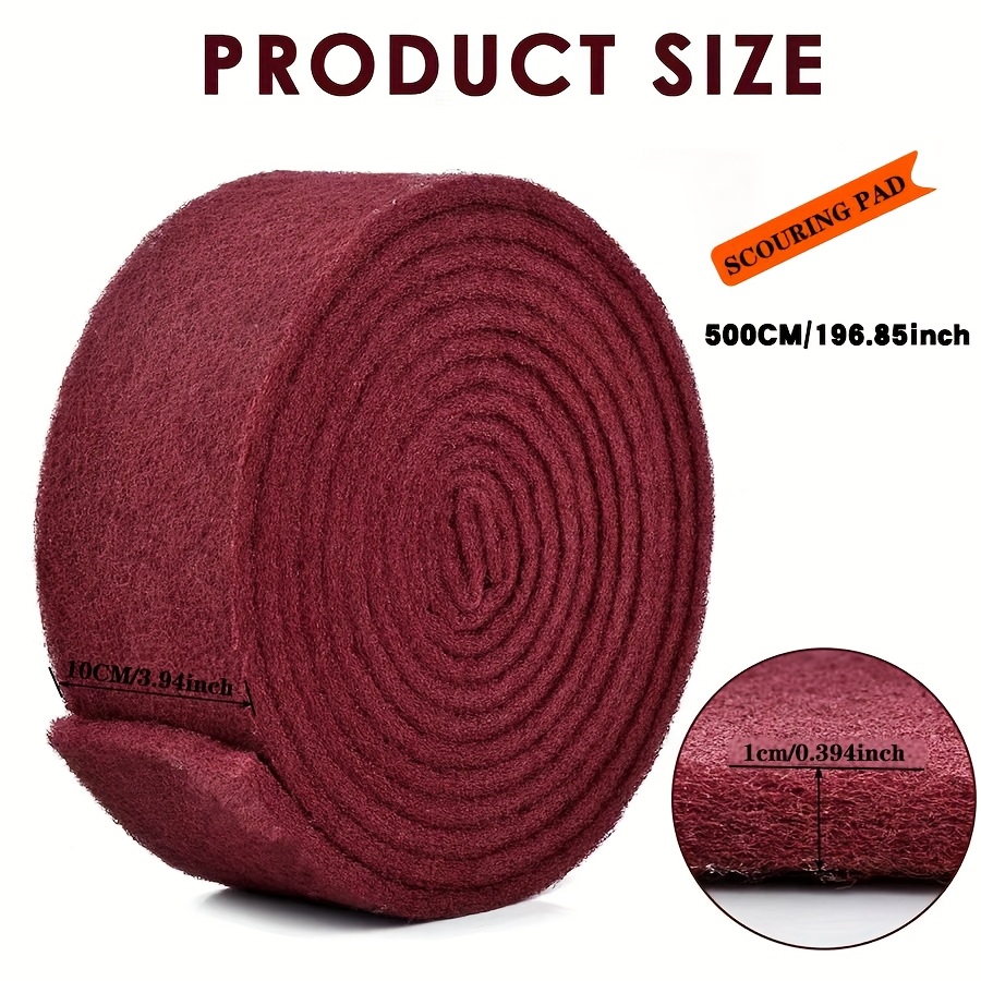 TEMU 1 Roll Of 10cm Wide X 1cm Thick X 5m Long Cuttable Scouring Pad, Diamond Sand , Household Scouring Pad, Kitchen Utensil Cleaning Cloth,