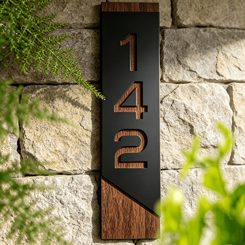 TEMU Custom Acrylic And Wood, Luxurious Texture Door Sign, Address Plate, Suitable For Indoor And Outdoor Use, Company, Dormitory, Hotel, Featuring