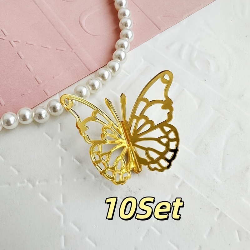 TEMU 3/10pcs Golden Acrylic Cake Decor, Spliced Hollow Ornament, Elegant Cake Topper For Birthday, Baby Shower, Wedding Party, Halloween, Christmas