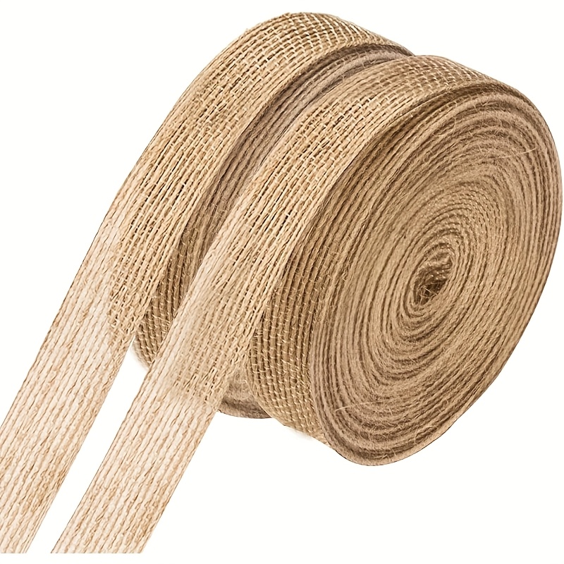 TEMU Total Length 787.4 Inches Jute Burlap Ribbon For Crafts, 0.79 Inches Thick Rustic Jute Band, Brown Jute Wrapping Ribbon For Bouquets, 2 Rolls