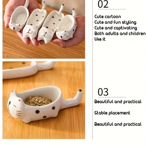 2pcs set cat ceramic   ceramic cute cat multifunctional seasoning plate chopstick holder snack dipping plate13 5 4 5cm 5 31 1 77in versatile   tableware suitable for appetizers desserts sushi sauce small plates Product details 15