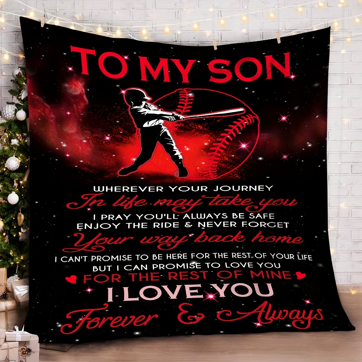 

1pc Gift Blanket For Son Creative Text Baseball Pattern Soft Blanket Flannel Blanket For Couch Sofa Office Bed Camping Travel, Multi-purpose Gift Blanket For All Season