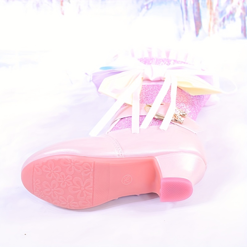 new winter girls boots childrens princess plush lined warm - Temu