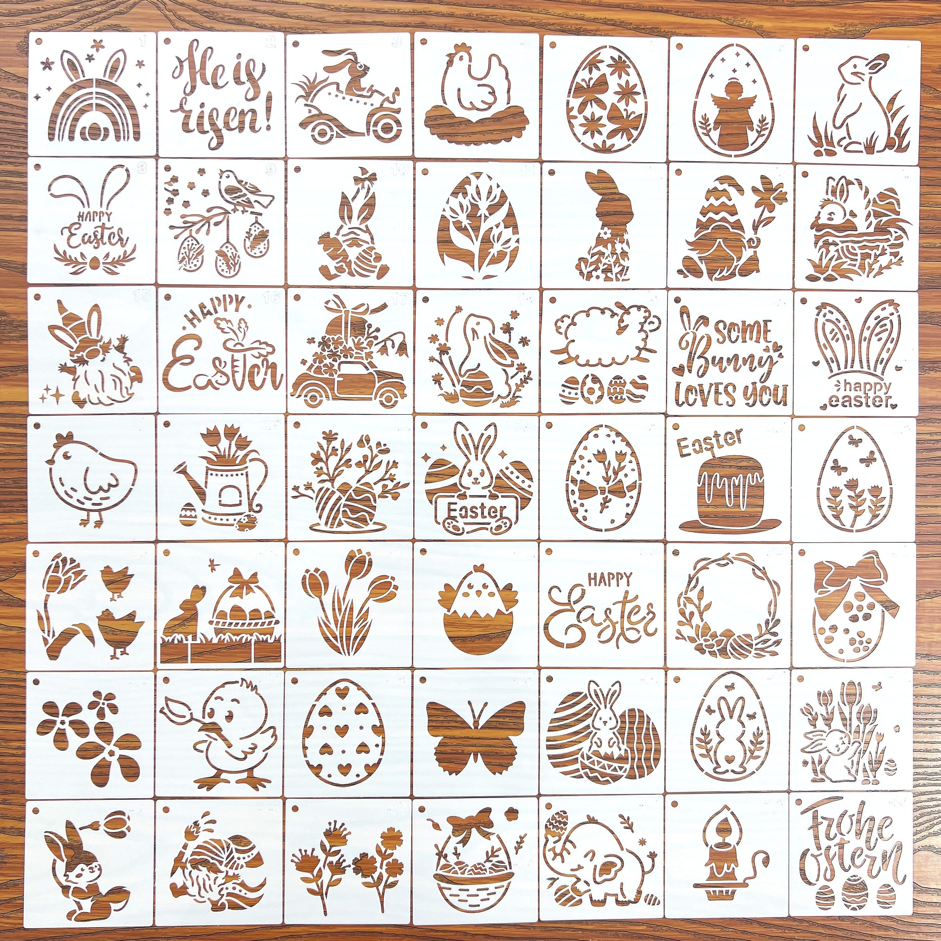 

49pcs Easter Set For Wood , Pet , And Diy Crafts - Reusable Plastic Templates Rabbit, , And Egg For Painting And Embroidery