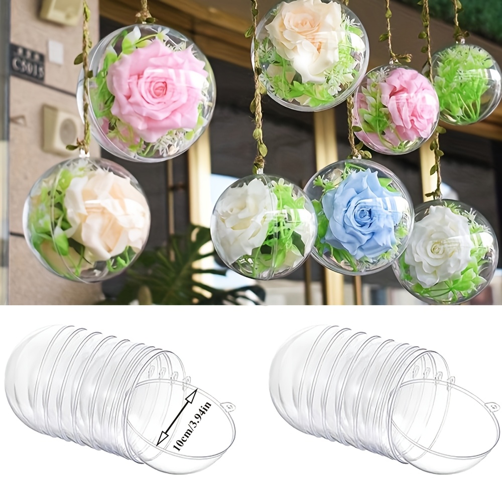 TEMU 20pcs/10set Large Clear Plastic Balls, 10cm Inflatable Christmas Balls, Hanging Decorative Balls, Hollow Ball Decorations, Shatterproof